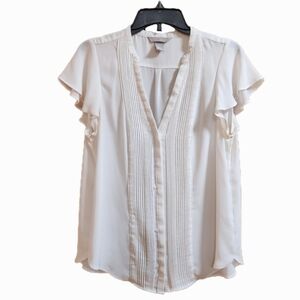 H&M Chic White Ruffle Sleeve Blouse